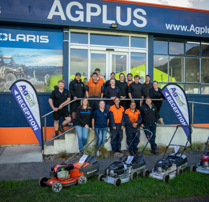 Ag Plus team standing outside reception
